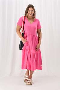 Best Sellers: Elm Gigi Tiered Midi Dress Aurora Pink