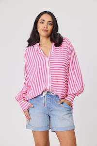 Best Sellers: Sunday Boho Reece Stripe Blouse Pink Stripe