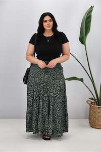New U Collection: New U Collection Leopard Green Maxi Skirt