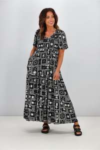 New U Collection Willow V Neck Dress Black