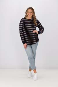 Little White Lie: Little White Lie Betty Copper Stripe Crew Navy