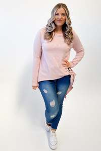 Little White Lie: Little White Lie Michelle Tail Ls Tee Pink