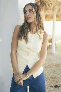 All About Eve Alessa Linen Vest Yellow