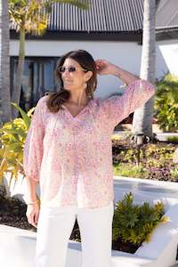 All Tops: Gloss The Label Dana Tie Top Pink Floral