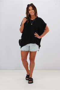 All Tops: Shine On Label Summer Essential Drape V Neck Top Black