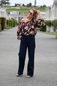 Shine On Label Reign Denim Wide Leg Trouser Dark Indigo