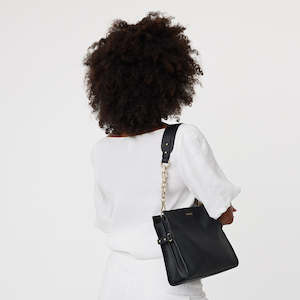 Bag Strap: Saben Feature Shoulder Strap Gold Chunky + Black Leather
