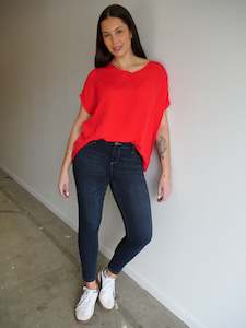 Shine On Label Sculpt Denim Cropped Jean Super Dark Indigo