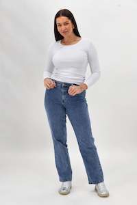 Shine On Label Jase Straight Jean Mid Vintage Blue