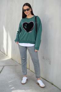 Rebel Club Heart Crush Crew Washed Green
