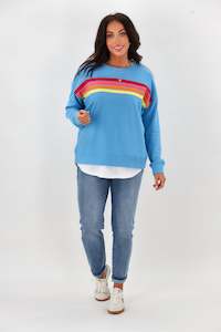 Rebel Club Rachel Stripe Crew Blue