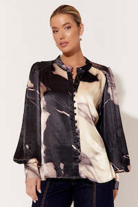 Adorne: Adorne Samantha Marble Satin Shirt