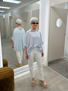 Elm Luna Shirt Dusk Blue Marshmallow Stripe