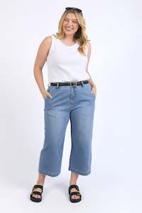 Elm Sidney Cropped Wide Leg Jean Light Blue Wash
