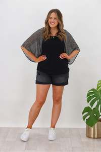 25 Sale: Shine On Label Stephanie Kimono Sleeve Top Black