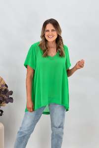 25 Sale: Shine On Label Bridgette Hi Lo Chiffon Top Green