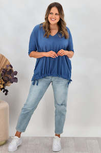 25 Sale: Shine On Label Soho Modal Drawstring Top Blue