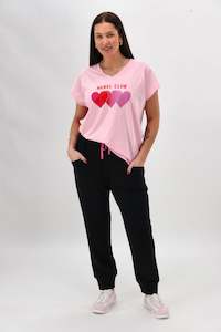 Rebel Club Faded Love Vee Tee Pink