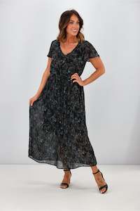 Sale Dresses: Gloss by Shine On Nyla Pleated Dress Black Fauna Print