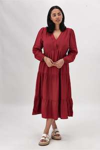 Sale Dresses: Gloss The Label Maye Shirred Sleeve Dress Cranberry