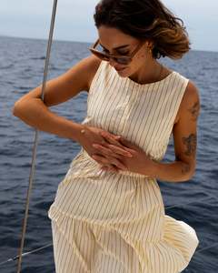RPM Smock Midi Dress Cream Stripe