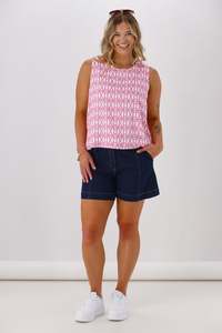 Shine On Label Yumi Tank Pink White Geo