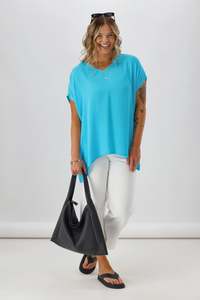 All Tops: Shine On Label Summer Essential Drape V Neck Top Turquoise