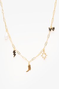 Antler Boots And Bow Charm Necklace