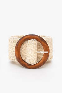 Antler: Antler Rattan Stretch Belt Silver Blanket Stitch