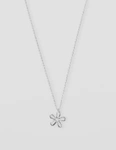 Stella + Gemma Necklace Silver Flower Cut Out