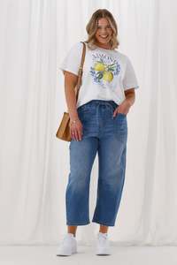Shine On Label Brooke Barrel Leg Denim Jogger