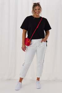 Shine On Label Denim Collection: Shine On Label Raglan Jogger White