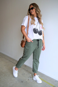Shine On Label Denim Collection: Shine On Label Raglan Jogger Khaki