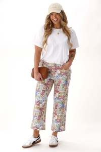 Shine On Label Daydream Straight Leg Jean Floral Denim