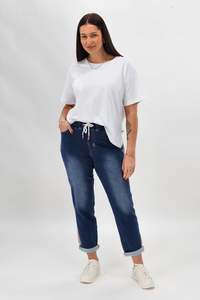 Shine On Label Raglan Collection Denim Jogger Mid Blue