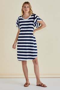 Betty Basics Sydney Tee Dress Blue Stripe