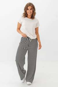 ONLY Aida Stripe Pant Black White