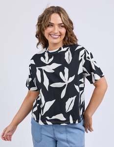 Elm Mimosa Tee Black Yardage Print