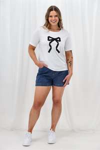 Shine On Label Nellie Bow Tee Shirt White
