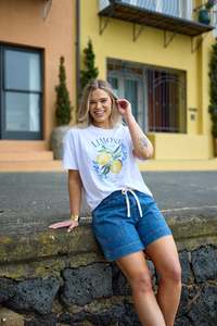 Sale Tees: Shine On Label Lemonade Tee Lemon And Blue Print