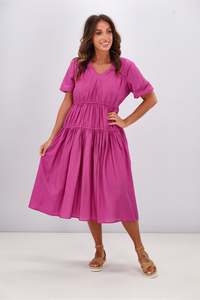 Gloss by Shine On Briony Tiered Dress Pink