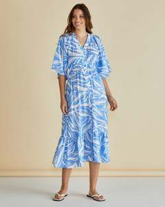 Betty Basics Moxie Dress Blue Abstract Print