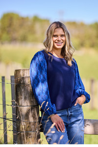 Gloss The Label Sable Top Navy Geo print