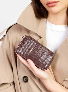 Saben Winona Card Holder Espresso Croc