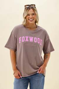 Tees: Foxwood Interval Tee Brown With Bright Pink