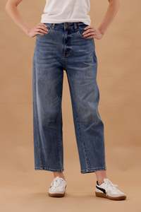 Shine On Label Denim Collection: Shine On Label Bella Barrel Leg Jean Heritage Blue