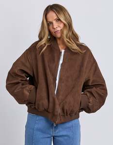 Foxwood Evie Suede Bomber Jacket Chocolate