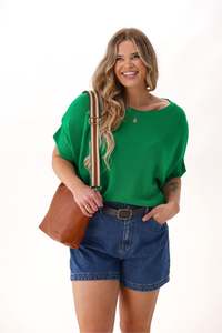 Sale Tops: Shine On Label Blaise Slouchy Knit Green