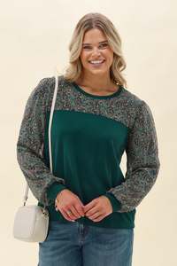 Alpine By Shine On: Alpine by Shine On Evelyn Contrast Top Forest