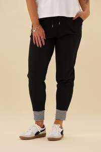 Alpine By Shine On: Alpine by Shine On Merino Jogger With Striped Cuff Black White